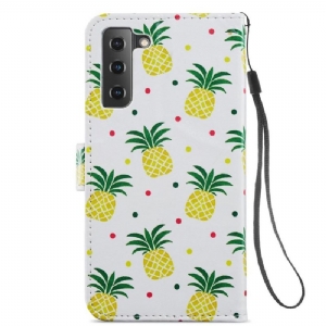 Flip Case Für Samsung Galaxy S21 FE Ananas