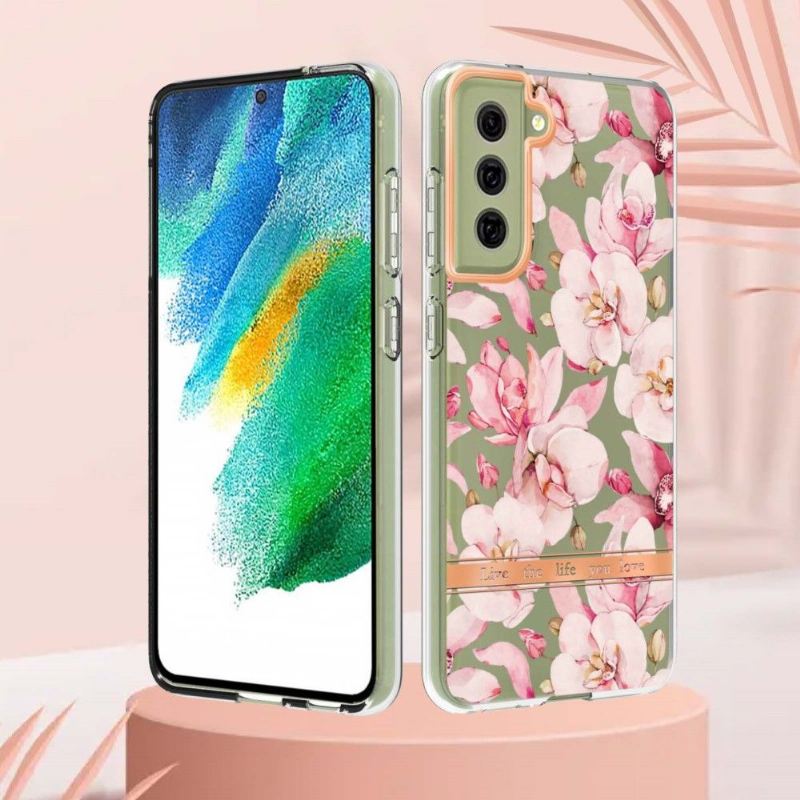 Hülle Für Samsung Galaxy S21 FE Rosa Blühende Gardenie