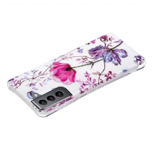 Hülle Für Samsung Galaxy S21 FE Violettes Blumensilikon