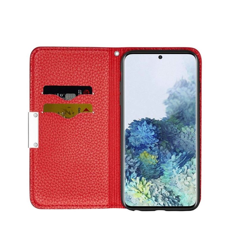 Lederhüllen Für Samsung Galaxy S21 FE Schutzhülle Flip Case Überschlag Aus Genarbtem Kunstleder