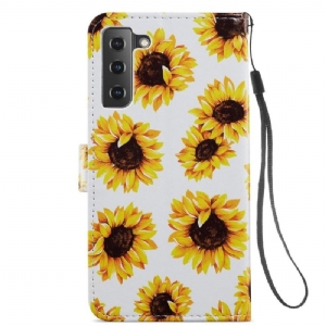 Lederhüllen Für Samsung Galaxy S21 FE Sonnenblume Blume