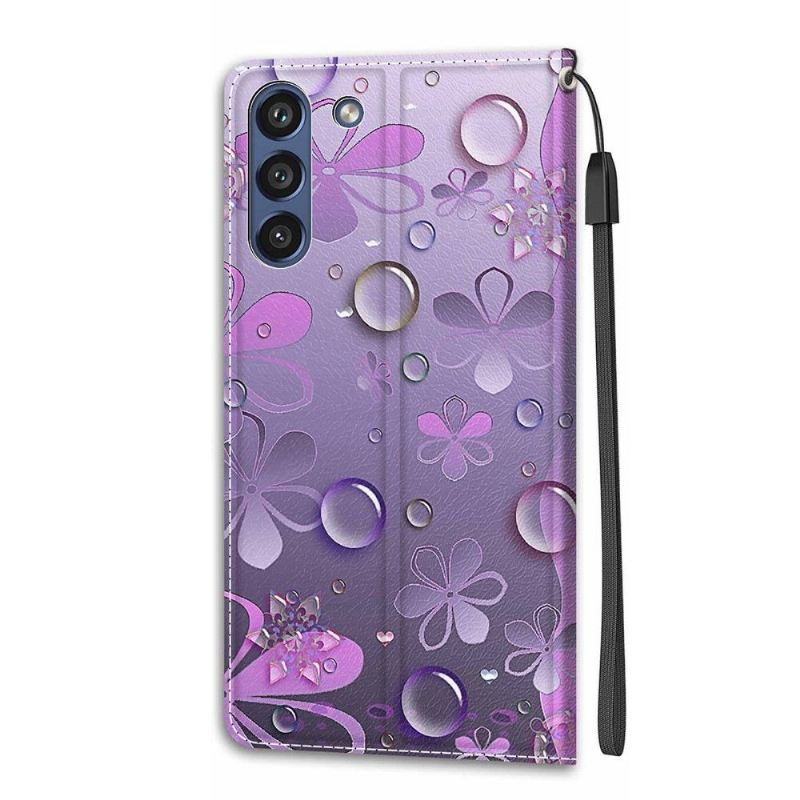 Lederhüllen Für Samsung Galaxy S21 FE Violette Blumenillustration