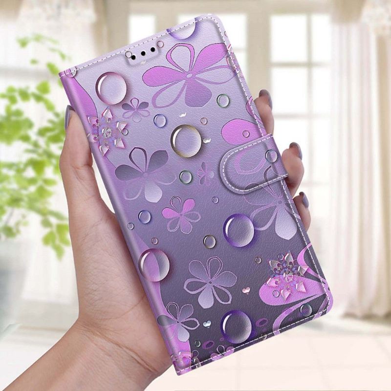 Lederhüllen Für Samsung Galaxy S21 FE Violette Blumenillustration