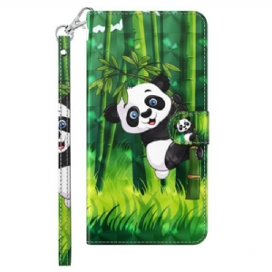 Flip Case Für iPhone 15 Pro Max Mit Kordel 3d-bambus-panda Mit Riemen