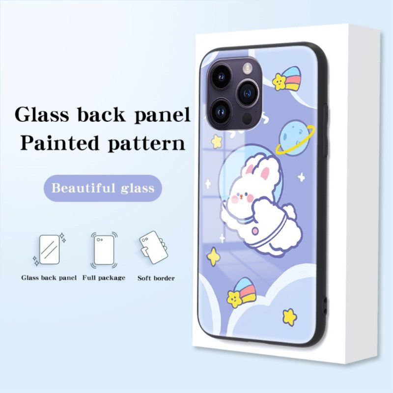 Handyhülle Für iPhone 15 Pro Max Happy Rabbit Gehärtetes Glas