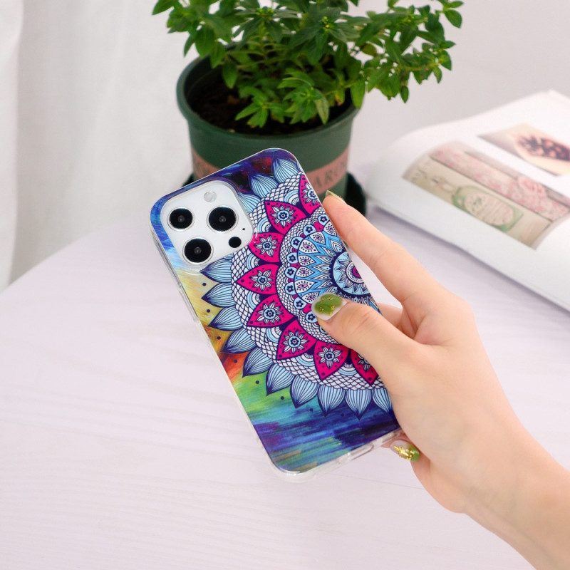 Hülle Für iPhone 15 Pro Max Fluoreszierendes Mandala