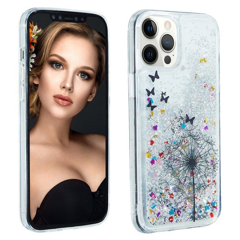 Hülle Für iPhone 15 Pro Max Löwenzahnglitter