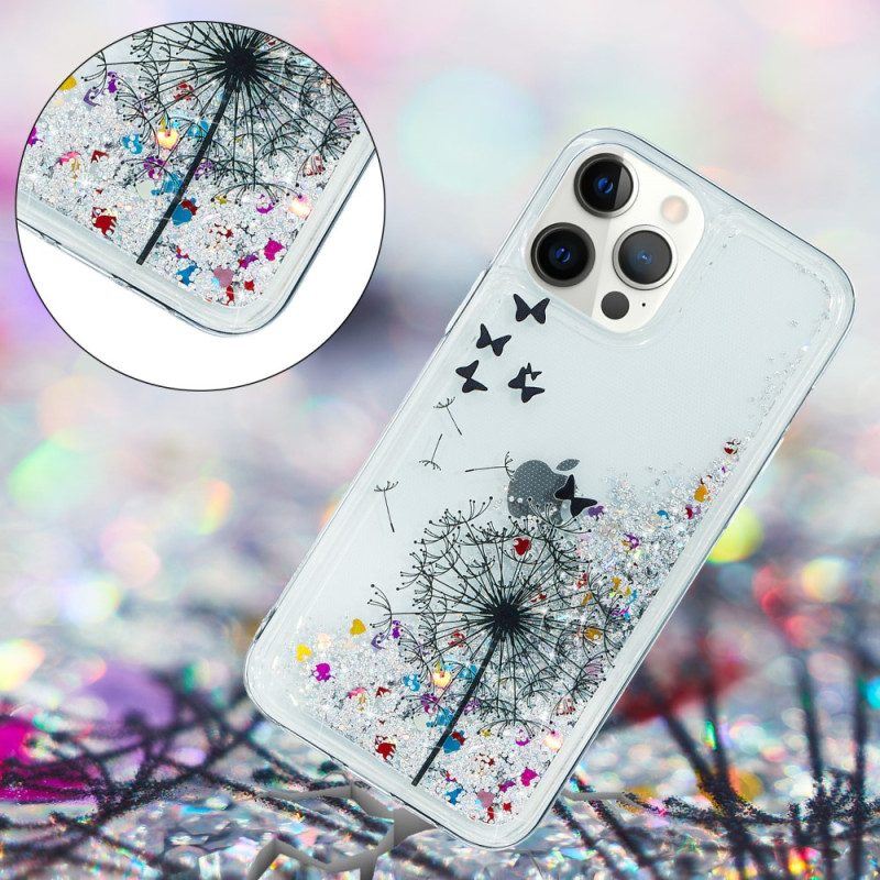 Hülle Für iPhone 15 Pro Max Löwenzahnglitter