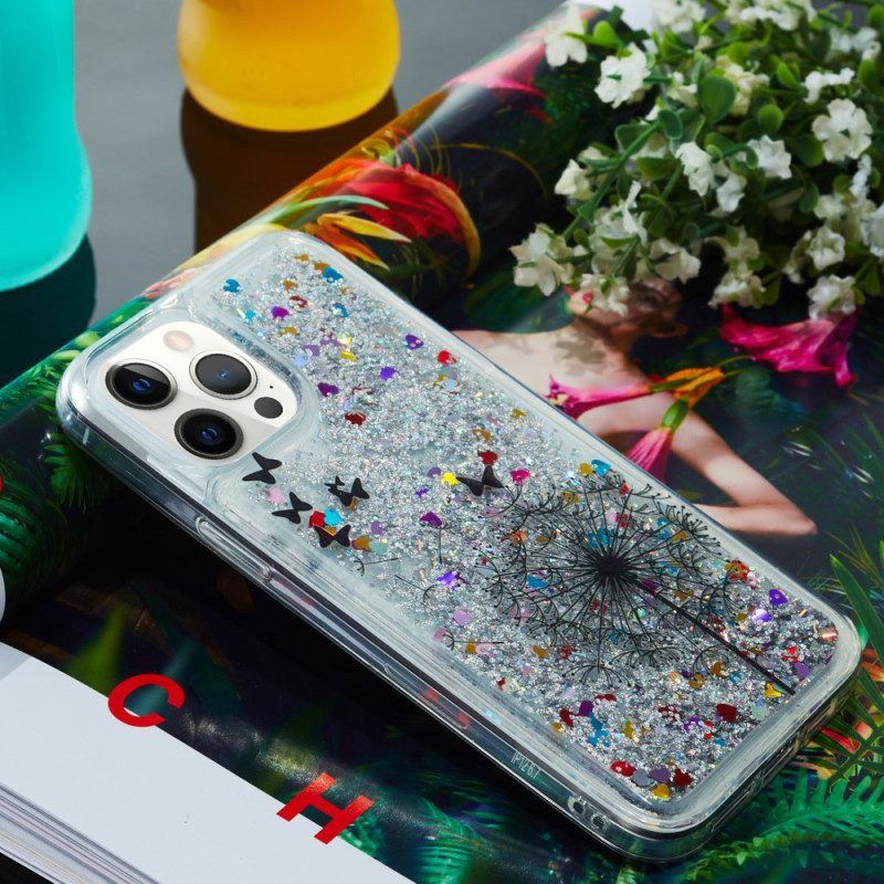 Hülle Für iPhone 15 Pro Max Löwenzahnglitter