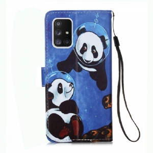 Lederhüllen Für Samsung Galaxy A51 5G Anti-Sturz Panda-astronaut