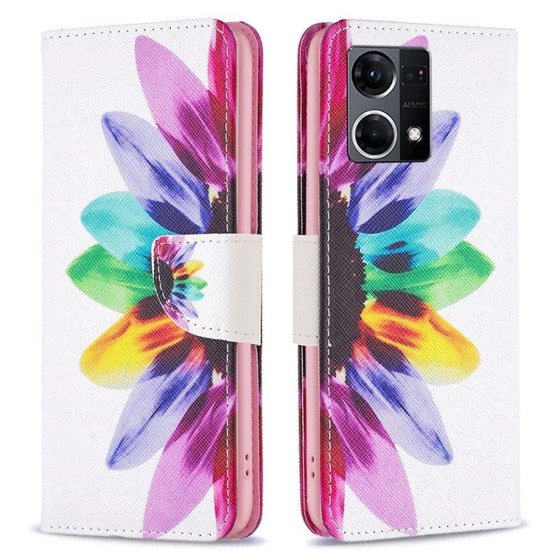 Lederhüllen Für Oppo Reno 7 Aquarellblume