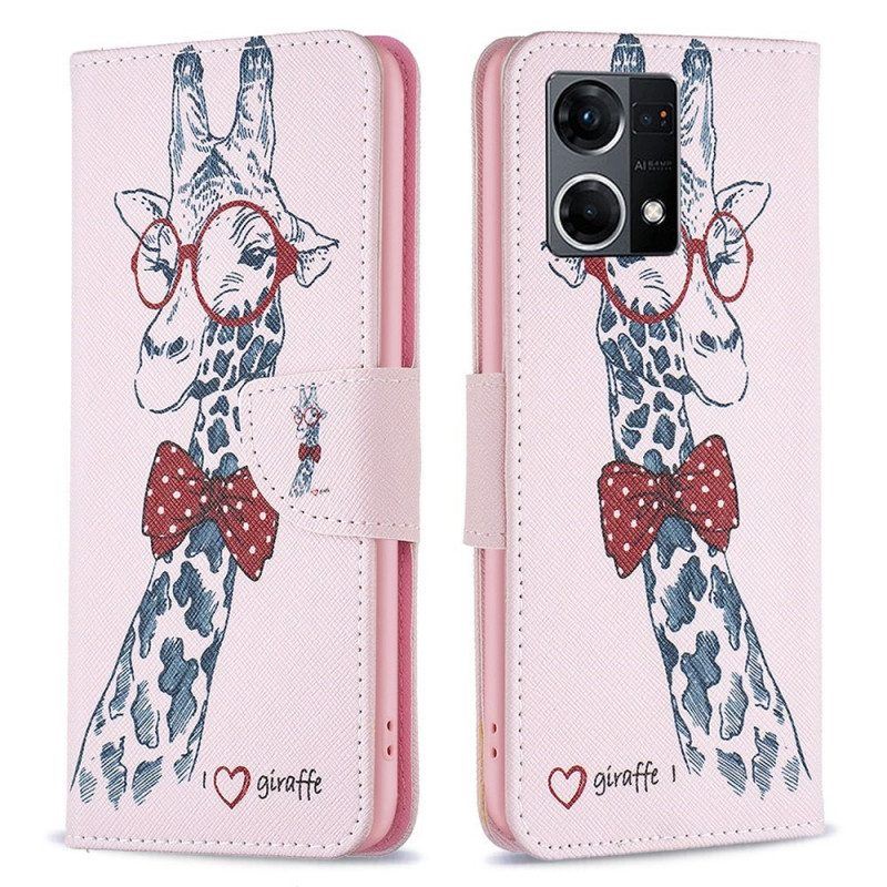 Lederhüllen Für Oppo Reno 7 Kluge Giraffe