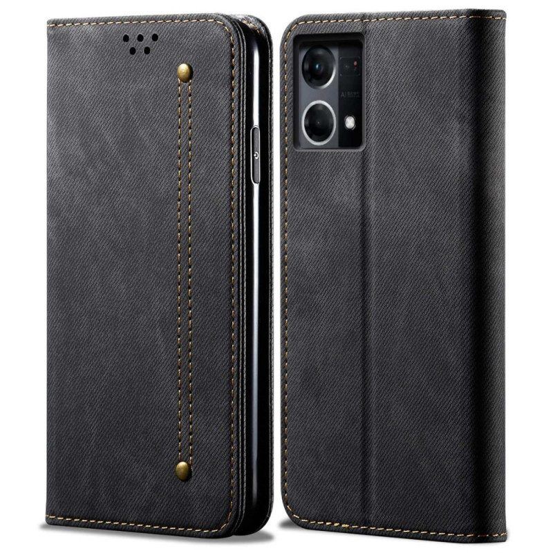 Schutzhülle Für Oppo Reno 7 Flip Case Denim-stoff