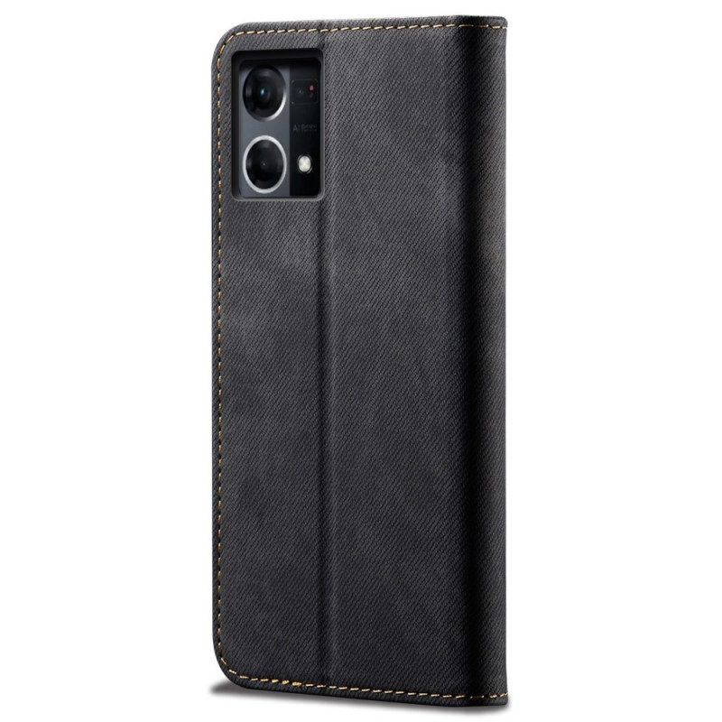 Schutzhülle Für Oppo Reno 7 Flip Case Denim-stoff