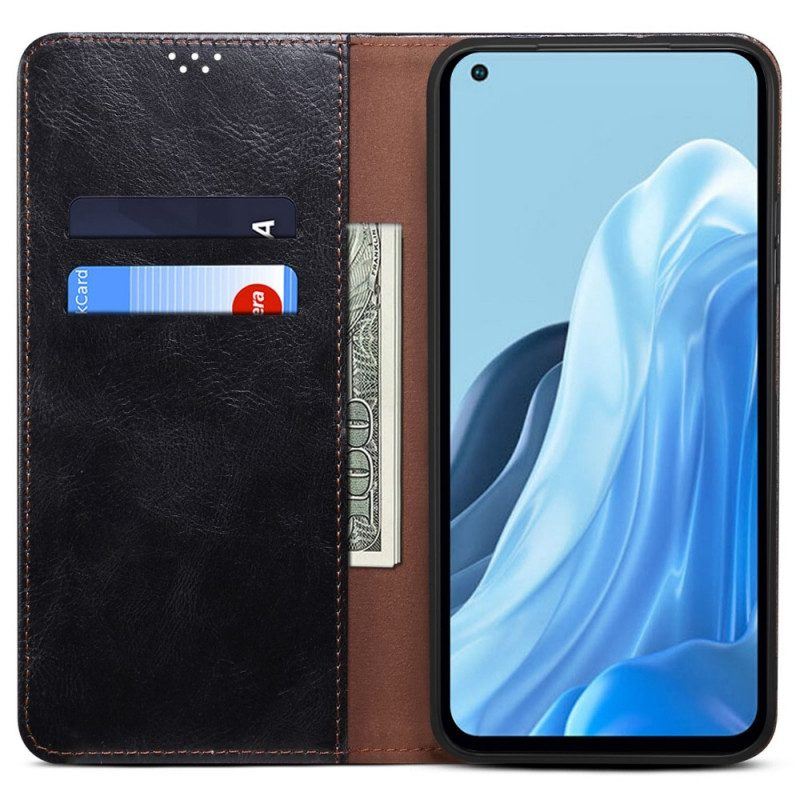 Schutzhülle Für Oppo Reno 7 Flip Case Gewachstes Kunstleder