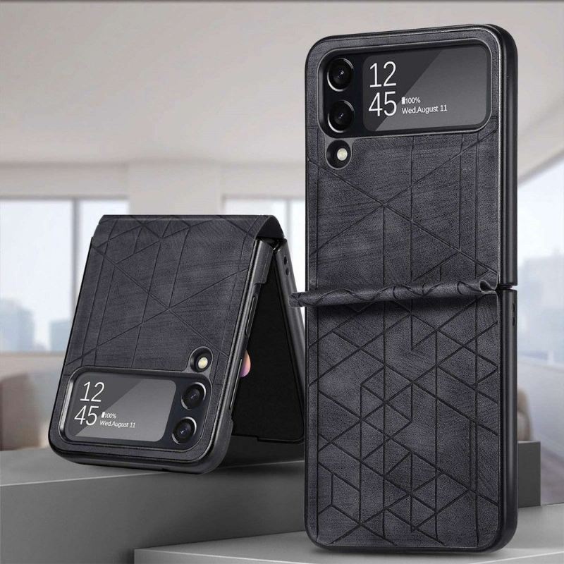 Handyhülle Für Samsung Galaxy Z Flip 3 5G Flip Case Lederoptik Mit Geometrischen Linien