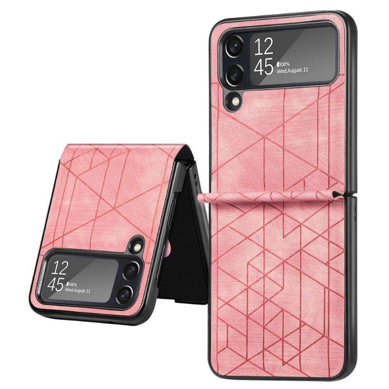 Handyhülle Für Samsung Galaxy Z Flip 3 5G Flip Case Lederoptik Mit Geometrischen Linien