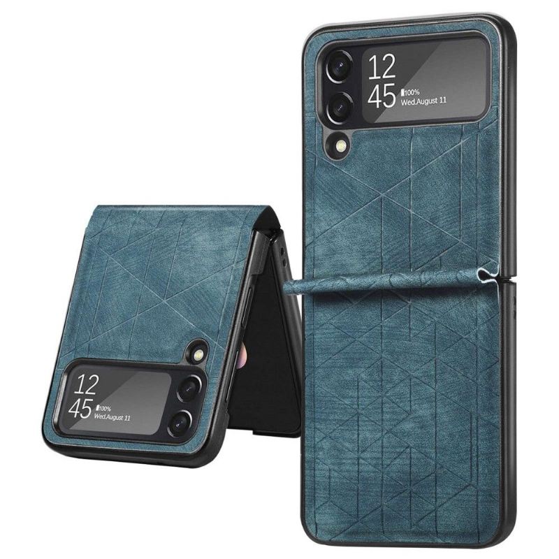 Handyhülle Für Samsung Galaxy Z Flip 3 5G Flip Case Lederoptik Mit Geometrischen Linien