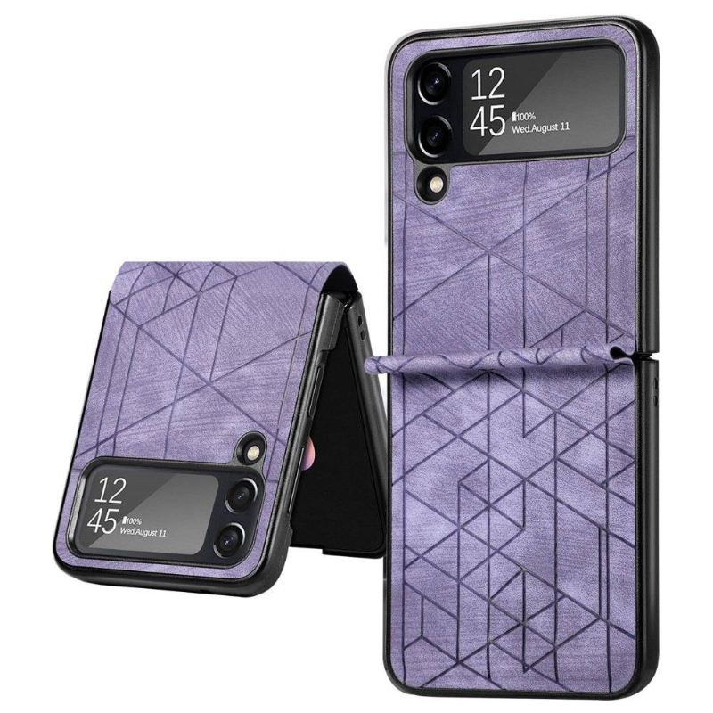 Handyhülle Für Samsung Galaxy Z Flip 3 5G Flip Case Lederoptik Mit Geometrischen Linien