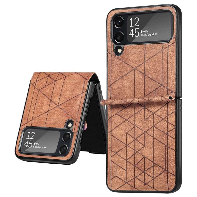 Handyhülle Für Samsung Galaxy Z Flip 3 5G Flip Case Lederoptik Mit Geometrischen Linien