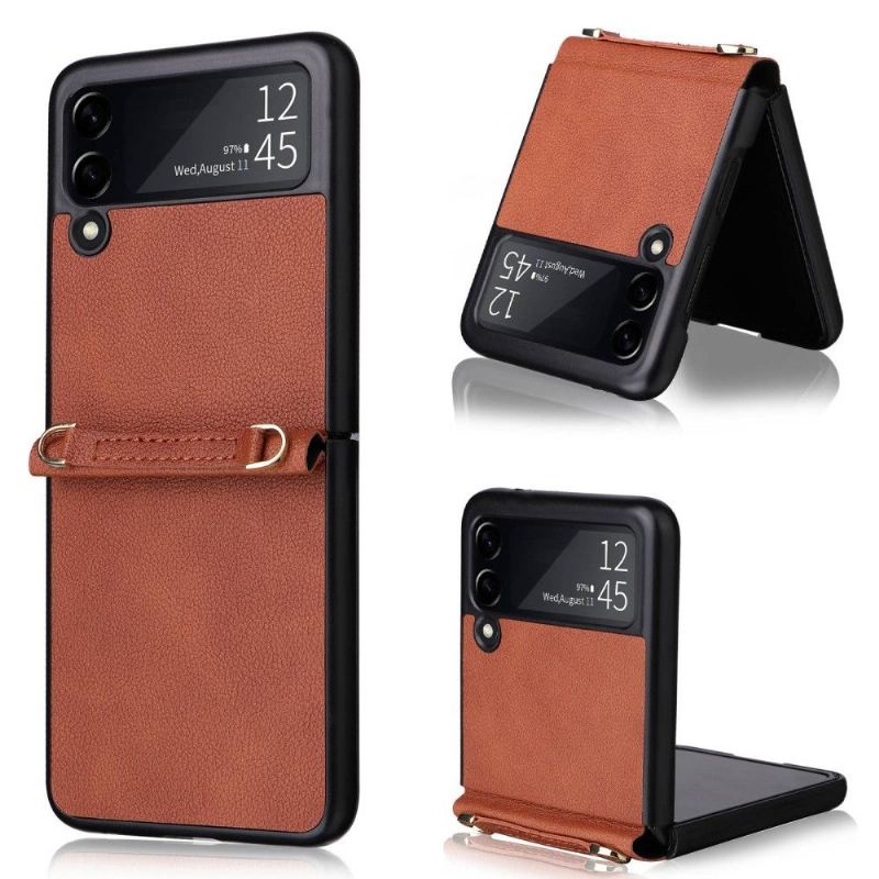 Hülle Für Samsung Galaxy Z Flip 3 5G Mit Kordel Flip Case Kunstleder