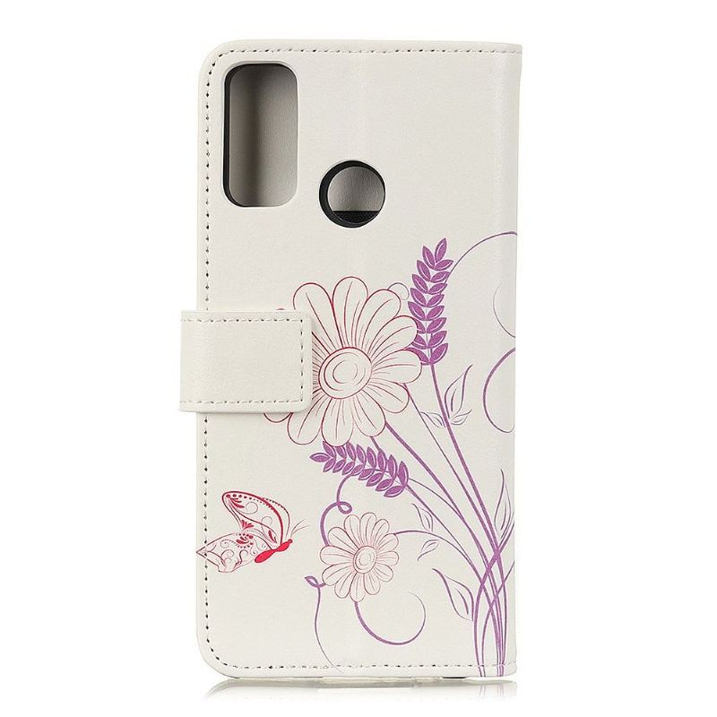 Lederhüllen Für Honor 9X Lite Blumen Und Schmetterlingsillustration