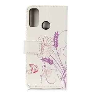 Lederhüllen Für Honor 9X Lite Blumen Und Schmetterlingsillustration