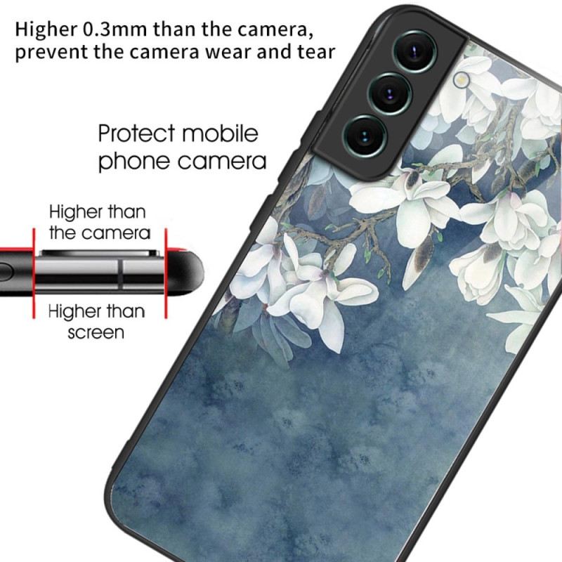 Hülle Für Samsung Galaxy S24 5g Magnolien Gehärtetes Glas