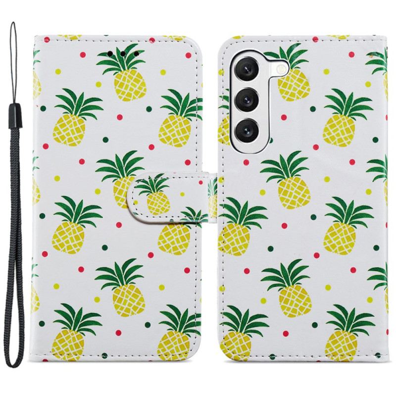 Lederhüllen Samsung Galaxy S24 5g Ananas Mit Riemen