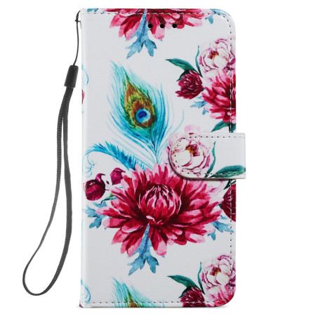 Lederhüllen Samsung Galaxy S24 5g Bunte Blumen Mit Riemen