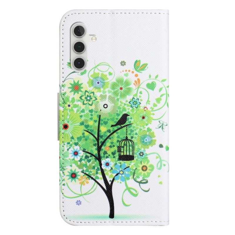 Lederhüllen Samsung Galaxy S24 5g Grüner Baum Mit Riemen