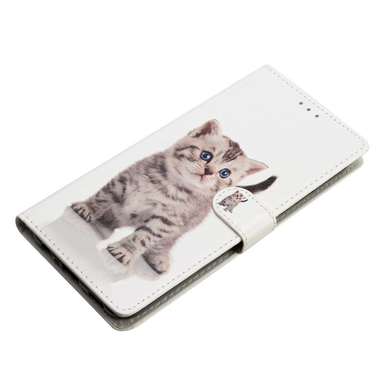 Lederhüllen Samsung Galaxy S24 5g Handyhülle Süße Katze Mit Riemen