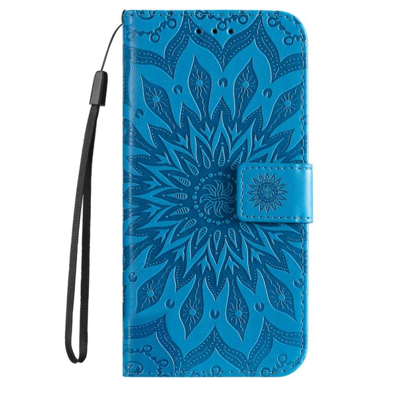 Lederhüllen Samsung Galaxy S24 5g Hervorragendes Mandala Mit Riemen