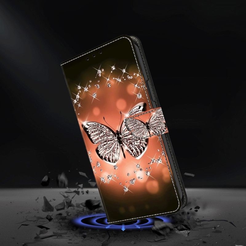 Lederhüllen Samsung Galaxy S24 5g Kristallschmetterling