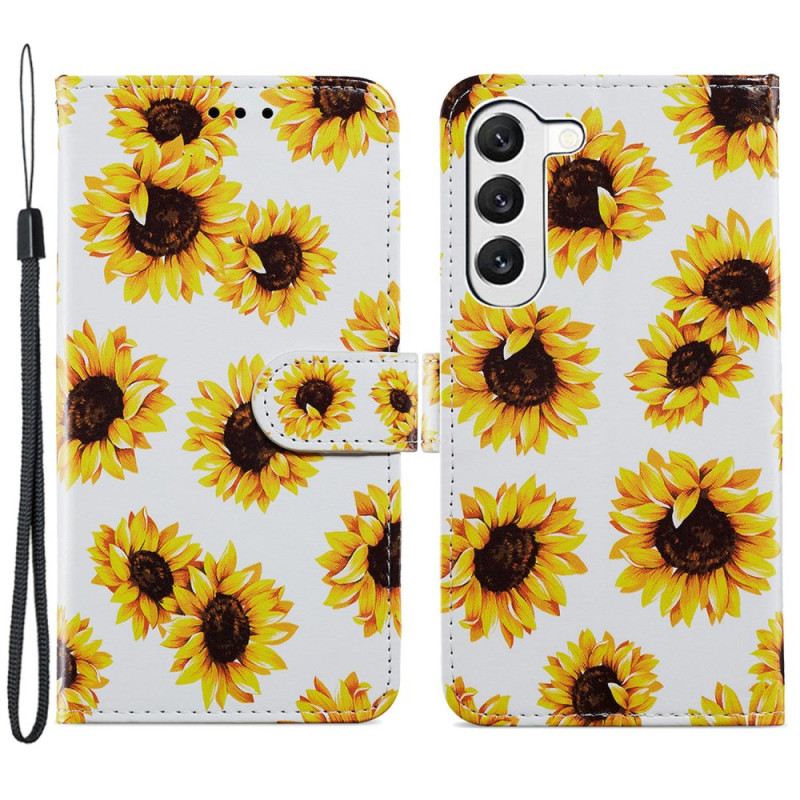 Lederhüllen Samsung Galaxy S24 5g Riemen Sonnenblumen