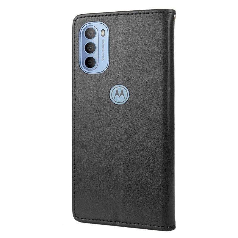 Flip Case Für Moto G51 5G Mit Kordel Prächtige Riemenschmetterlinge