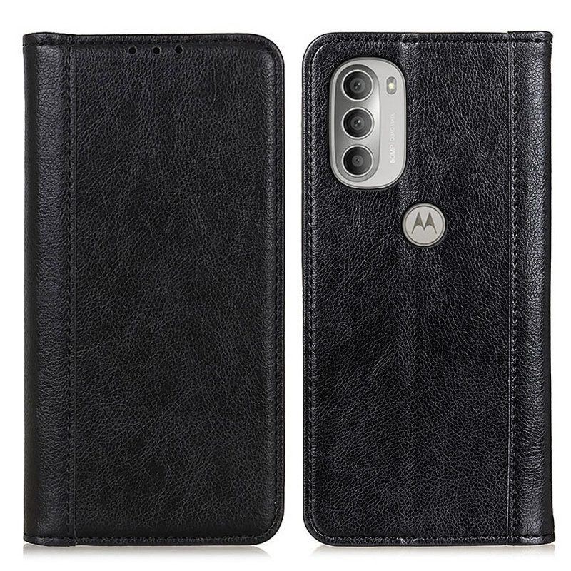 Schutzhülle Für Moto G51 5G Flip Case Eleganz Aus Gespaltenem Litschi-leder