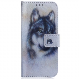 Flip Case Für Samsung Galaxy S23 5G Aquarell-wolf