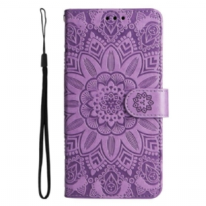 Flip Case Für Samsung Galaxy S23 5G Mandala-sonne Mit Schlüsselband