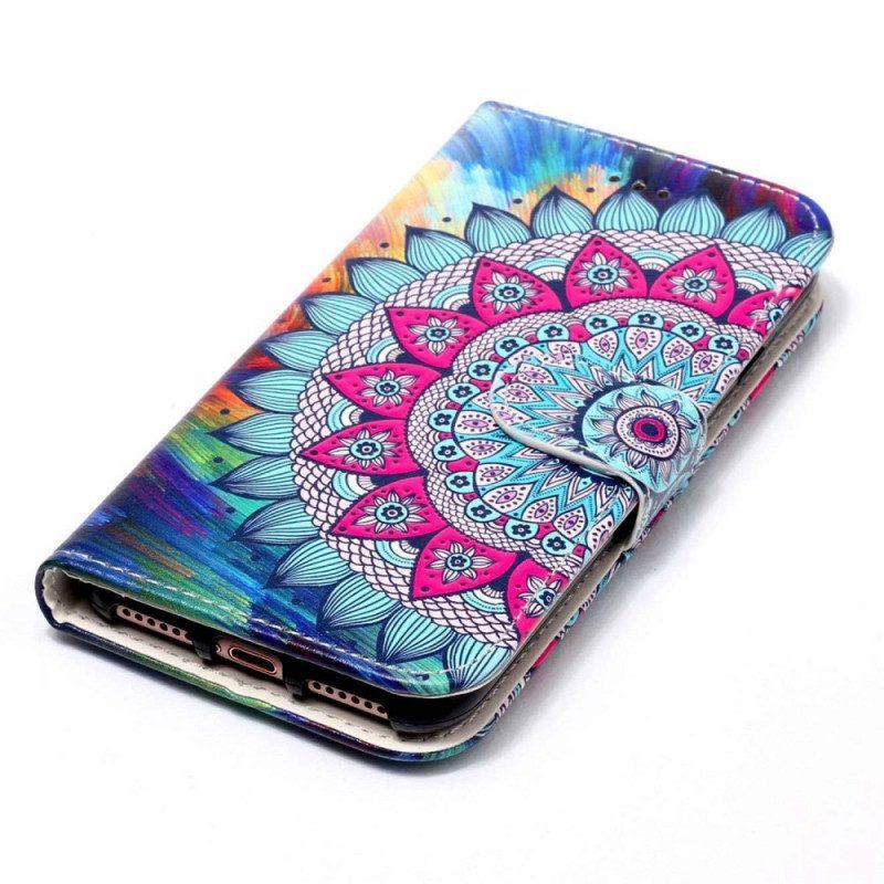 Flip Case Für Samsung Galaxy S23 5G Mit Kordel Buntes Riemchen-mandala