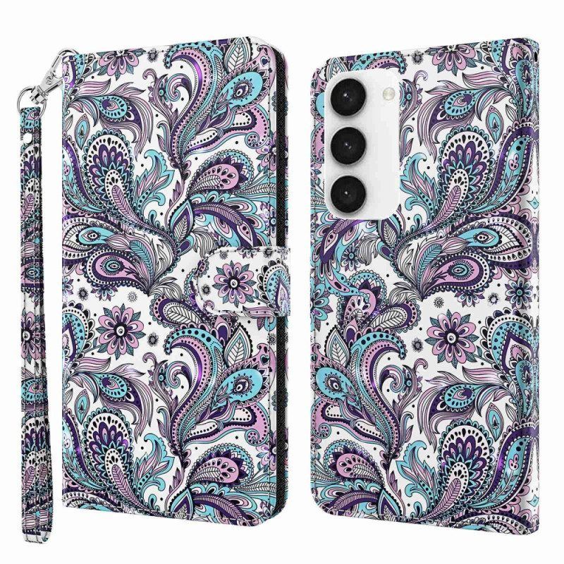 Flip Case Für Samsung Galaxy S23 5G Mit Kordel Riemchen-paisley-muster