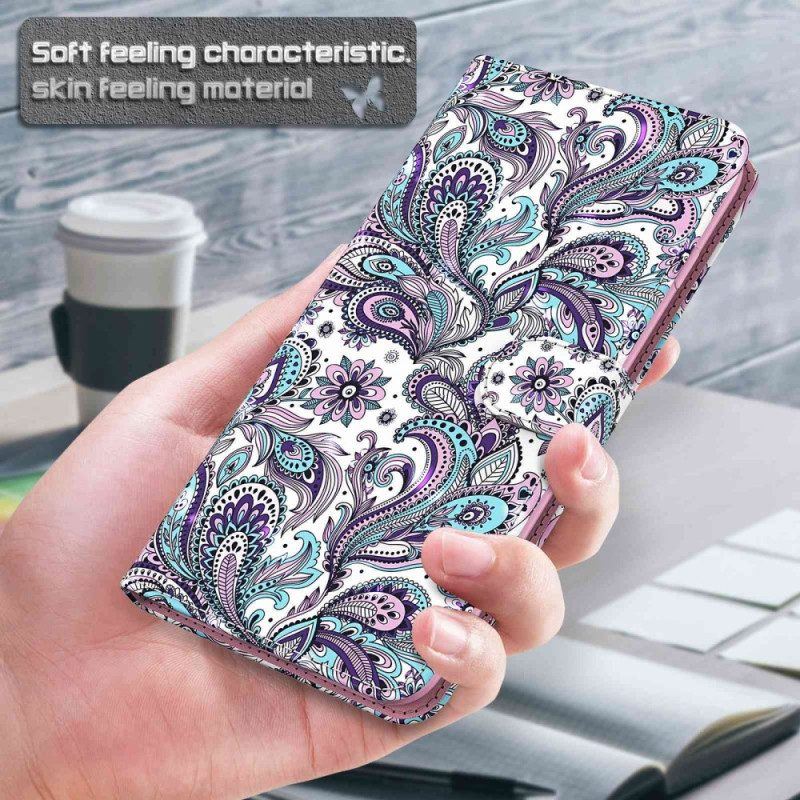 Flip Case Für Samsung Galaxy S23 5G Mit Kordel Riemchen-paisley-muster