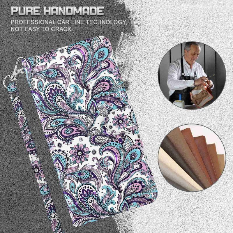 Flip Case Für Samsung Galaxy S23 5G Mit Kordel Riemchen-paisley-muster