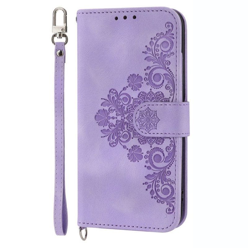 Flip Case Für Samsung Galaxy S23 5G Mit Kordel Riemchen-spitzen-mandala