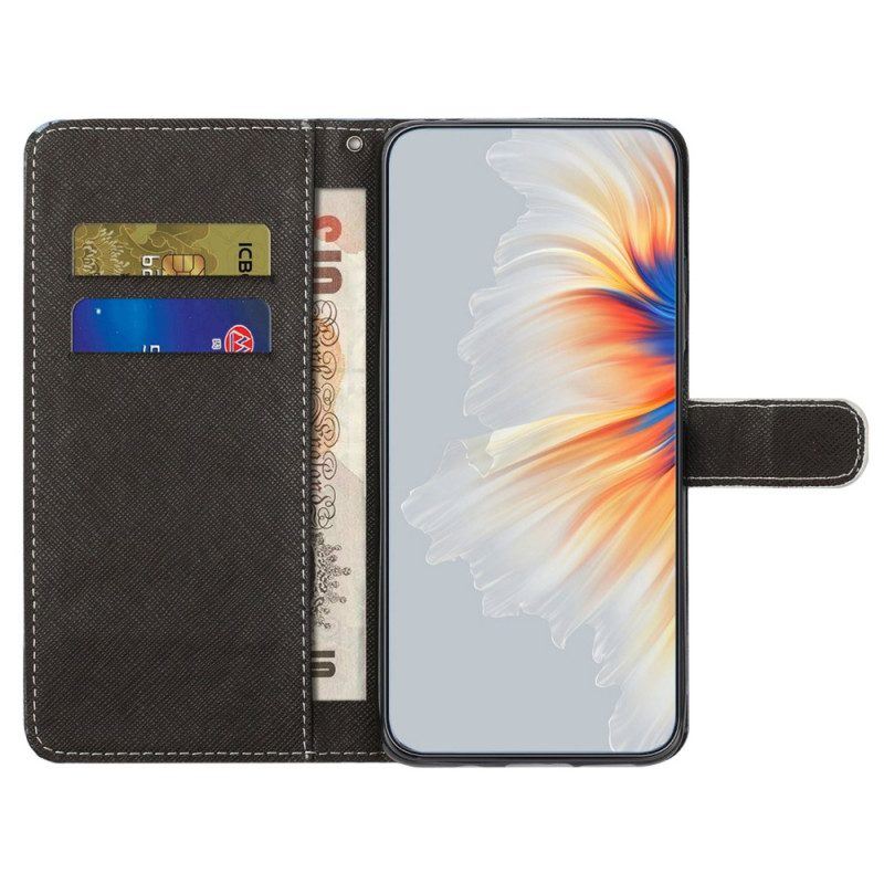 Flip Case Für Samsung Galaxy S23 5G Mit Kordel Schlüsselband Wolf