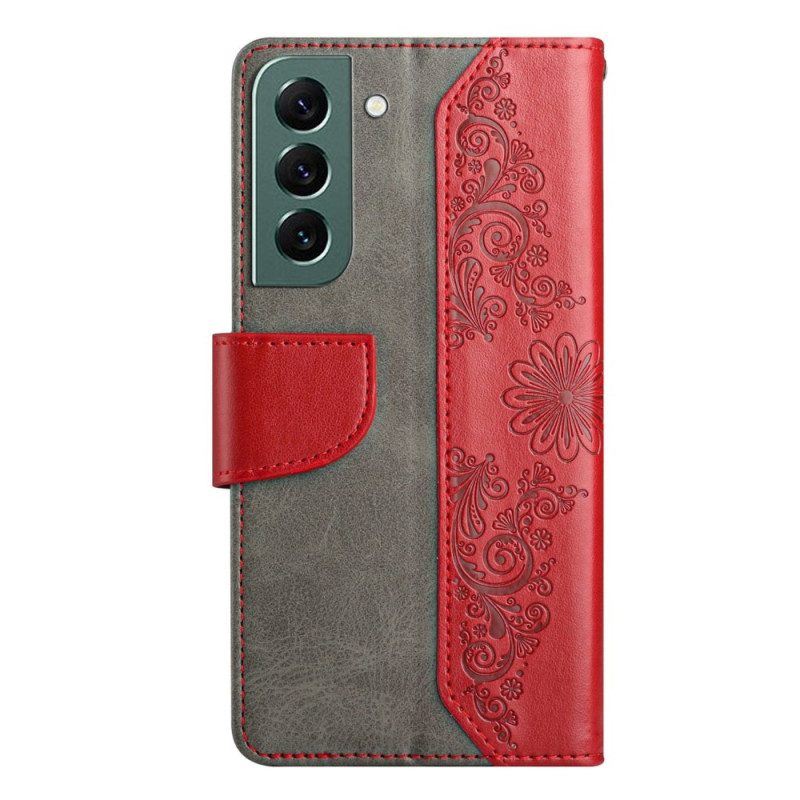 Flip Case Für Samsung Galaxy S23 5G Zweifarbiger Barock-schmetterling