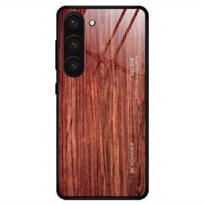 Hülle Für Samsung Galaxy S23 5G Holzdesign Aus Gehärtetem Glas