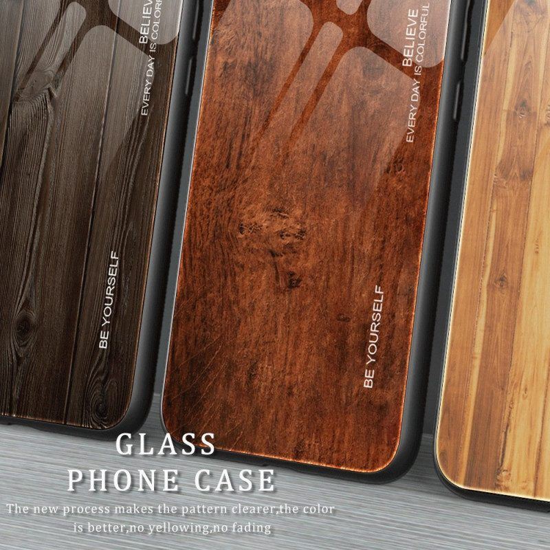 Hülle Für Samsung Galaxy S23 5G Holzdesign Aus Gehärtetem Glas