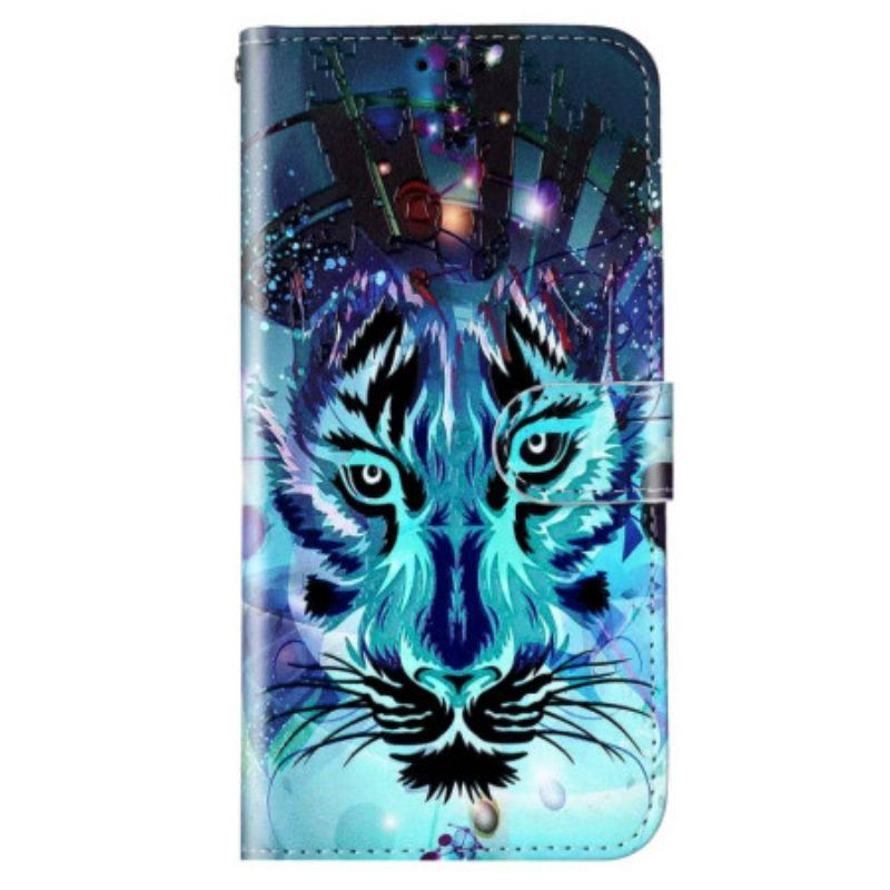 Lederhüllen Für Samsung Galaxy S23 5G Der Tiger Mit Schlüsselband