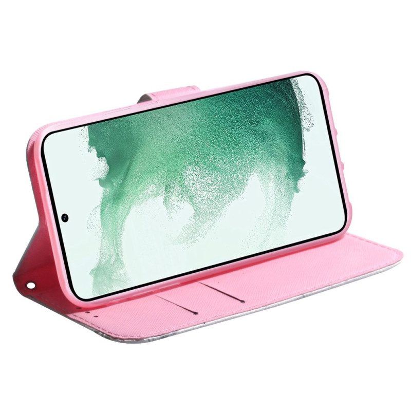 Lederhüllen Für Samsung Galaxy S23 5G Pinke Blume